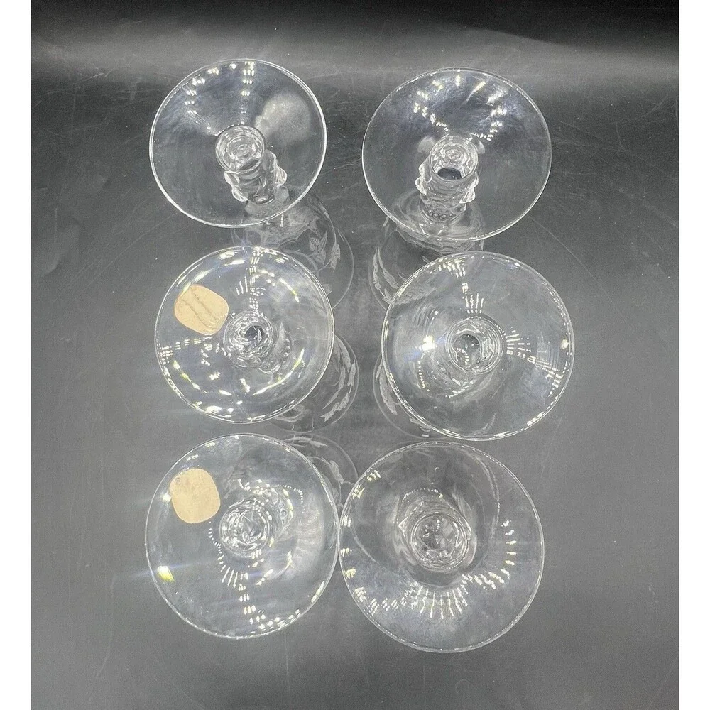 Heisey Rose Etched Crystal Water Goblets Set of 6 Vintage 5.5” Original Labels